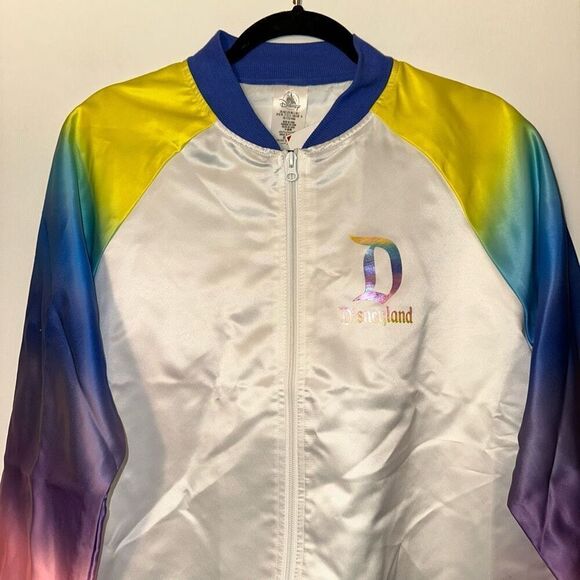 Disneyland Unisex Rainbow Ombre Graphic Bomber Jacket Large NWT - Picture 4 of 12